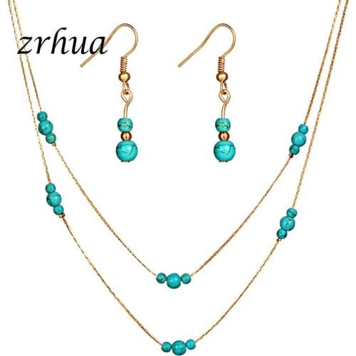 ZRHUA Jewelry Sets African Bridal Gold/Silver Color Necklace Earrings Wedding Crystal Women Fashion Jewellery Set Hot Bead Gifts
