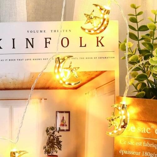 1.5m 10led Eid Mubarak Moon Star Palace Light Led String Islamic Muslim Festival Party Home Decoration Ramadan Kareem Ornament