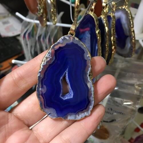 1pcs Natural Stone Charms Pendants Slice Natural Agat Crystal Stone Quartz Pendant 20g