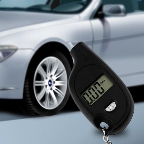 1pc Mini Portable Keychain LCD Digital Car Tire Tyre Air Pressure Gauge Auto Motorcycle Test Tool(with cell lithium battery)