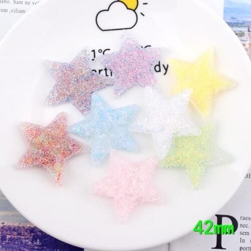 10pcs 42MM DIY resin multicolor sequin star charms pendants kawaii cabochon ornament craft decoration fashion jewelry making