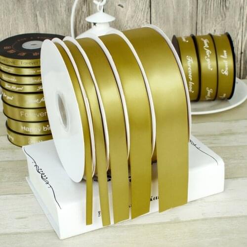 100Yards/Roll 6/10/15/20/25/40mmm Vintage Golden Satin Ribbon Wedding Party Decoration Christmas DIY Craft Gift Packing Webbing