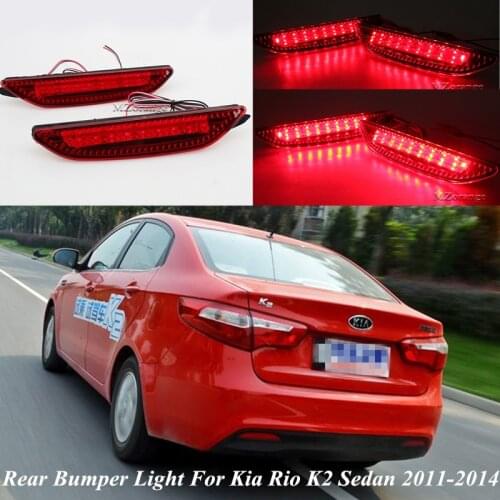 2 Pcs LED Rear Bumper For Kia Rio K2 Sedan 2011 2012 2013 Reflector Light Brake Tail Lamp Tail Warning Light Car Accessories