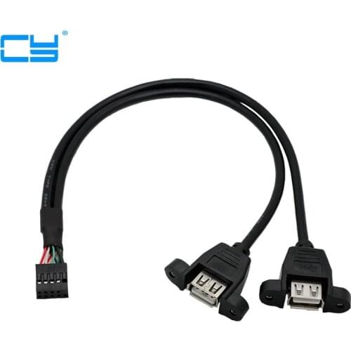 30cm 0.3m 50 cm 0.5m DuPont Empilhavel Dual USB 2.0 Tipo A Femea para Motherboard Cabo Cabecalho 9Pin