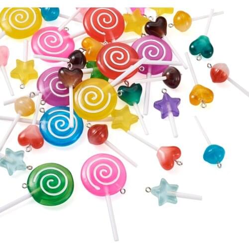 Cute Imitation Food Star Heart Lollipop Charms Pendants for Jewelry Making Handmade DIY Necklace Bracelets Keychains Decor 36Pcs