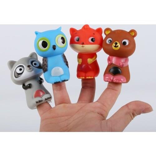 New 4 Pcs Interactive Animal Finger Puppet Doll Set Kids Educational Cartoon Bear Series AnimalsToys for Girls and Boys Gift