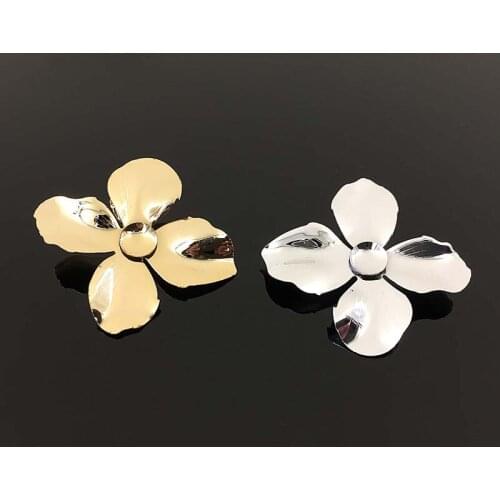 50pcs Clover Flower Alloy Metal C Buckle Button Rhinestone Applique Hairpin Hair Clip Headwear Accessories Embellishment Crafts