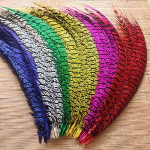 50 Pcs/Lot 32-36''/80-90CM Natural Dyed Zebra Lady Amherst Pheasant Tail Feathers For Crafts Super Long Phesant Feathers Plumes