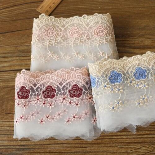 8CM 1yard High Quality lace fabric Webbing Decoration packing Material pink red blue