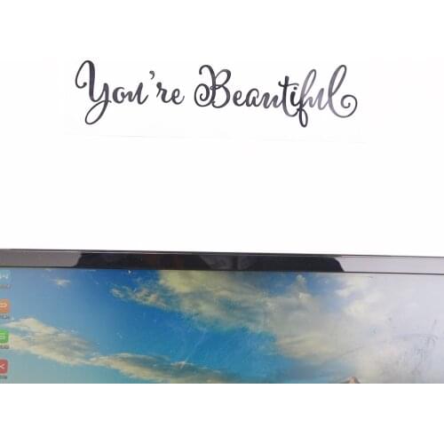 English Mirror Sticker Home DecorWall Art Quote Sticky Decals Quote "You're Beautiful" Lettering Words Wall Stickers