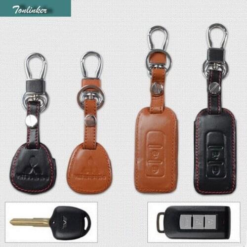 Tonlinker 1PCS Car Style Six Style Leather Remote Control Car Keychain key cover for MITSUBISHI OUTLANDER Lancer EX ASX 2013-15