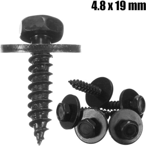 200Pcs/Set Self Tapping Tapper Screw And Washer 4.8 x 19 mm Black 8mm Hex Head Self Tapping Tapper Screws For BMW Repair Screws