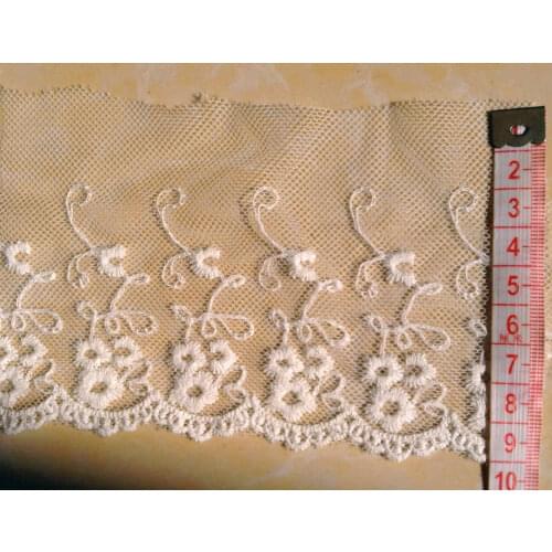 FREE SHIPPING 9cm high quality white exquisite cotton embroidery net lace trims,soft net and luxurious embroidery,XERY180j
