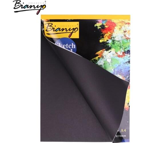 Bianyo A4 A5 Vintage Black Cardboard Sketch Book Notebook Notepad SketchBook for Painting Drawing Diary Journal Creative Gift