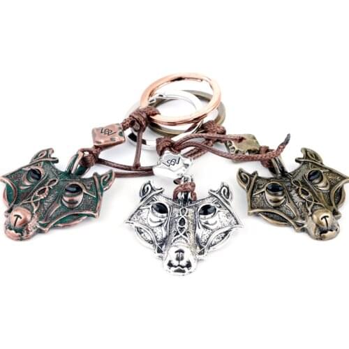 Norse Vikings Raven Crow Skull Wolf Head Key Chain Gothic Trinket Key Ring Backpack Keyholder Original Animal Keyfob