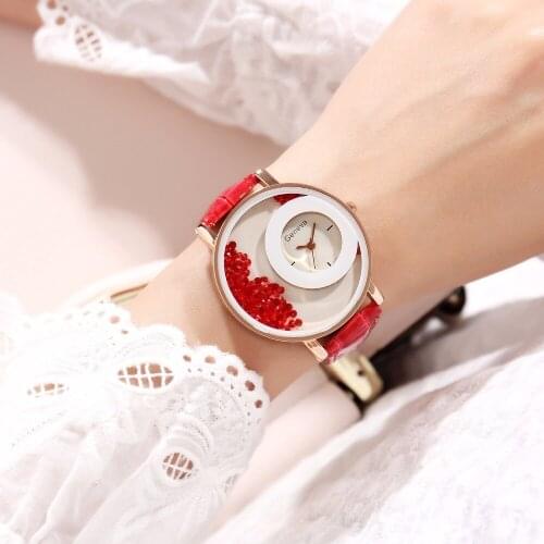 New Hot New Geneva Fashion Dress Watch Colorful Moveable Beads Casual Watches Women Leather Quartz Dress Wrist Watch