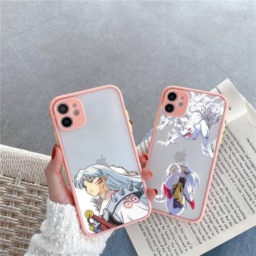 InuYasha Sesshomaru Kagome anime Phone Case For iPhone 12 11 Mini Pro XR XS Max 7 8 Plus X Matte transparent Pink Back Cover