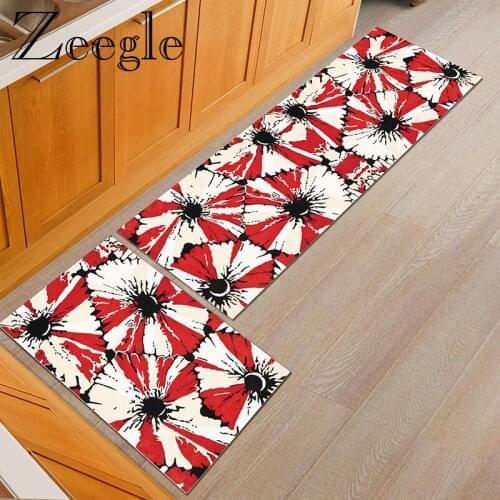 Zeegle Long Kitchen Mat Anti-slip Living Room Carpet Batnroom Rug Absorbent Hallway Carpet Washable Indoor Rug Foot Mat