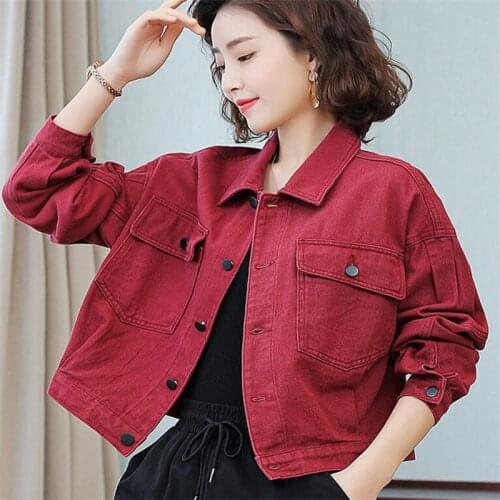 Jeans Jackets Women Short Coat Loose Turn-down Neck Cotton Bomber Buttons Jacket Outwear Spring Autumn Casual Female Denim Coats