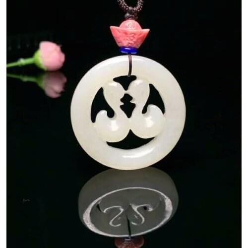 Exquisite Hetian Jade Swan Pendant h134