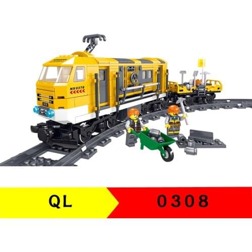 431pcs QL0308 Building Block Train Series Railway Maintenance Car Childrens Educational Assembly Toy Gifts