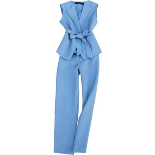 Fashion vest suit female spring New high-quality casual commuter suit female slim lace vest + high waist 9 points pants Two set