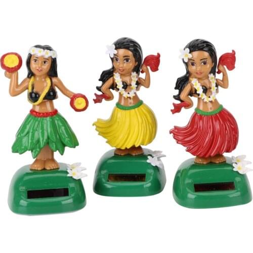 LEEPEE Shaking Head Toy Car Ornaments Interior Accessories Hula Solar Car Decoration Decompression Auto Interior Hawaii Girl