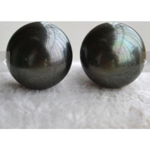 Favorite Pearl Earring 12mm Black Freshwater Pearl Sterling Silver Stud Earring Perfect Wedding Birthday Women Gift Fine Jewelry