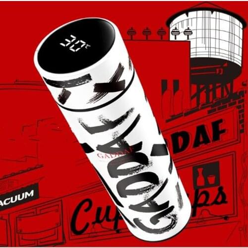 Fashion Graffit Letter Smart Insulation Cup Portable Vacuum Flasks Water Thermo Bottle With Tea Infuser Temperature Display