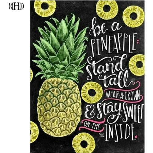New arrival pineapple icon full square 5d diy diamond painting crystal diamond mosaic 3d cross stitch decorative sticker set