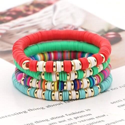 OSHUER New 4 Colors Soft Pottery Beads bracelet for women Beach Femme Jewelry Gift wholesale