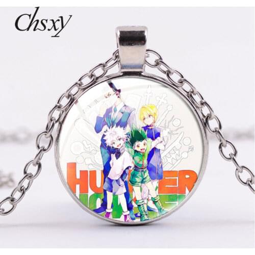 CHSXY Japan Anime Hunter X Hunter Pendant Necklaces Art Photo Glass Cabochon Long Chain Necklace For Fans Kids Jewelry Gifts