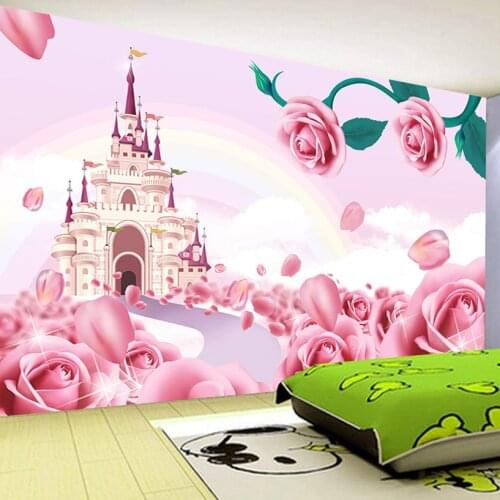 Custom Mural Wallpaper For Kids Room 3D Cartoon Bear Animal Pink Princess Room Boys Girls Bedroom Wall Decor Photo Wall Painting