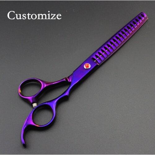 Custom professional 440c 7'' voilet Pet dog grooming hair scissors thinning barber scissor clipper shears hairdressing scissors