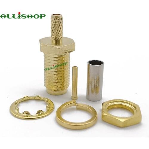 SMA Connector Adapter SMA Female Jack Nut RF Coax Crimp for RG316 ,RG174,LMR100 Cable Straight SMA Female Goldplated Connector