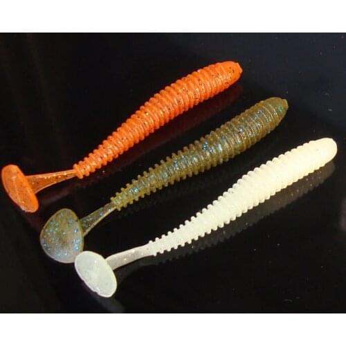 Fishing Soft Lure Screw T Tails 7.5cm/2g Long Tail Grub Worm Fish Bait Lot 4 Pieces