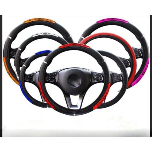 Universal Car steering wheel cover reflective leather without inner ring elastic band Breathable grip cover