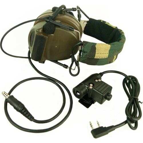 Z Tactical Headset Headphone With U94 PTT Kenwood 2 Way Pin Comtac II Noise Reduction Headset Walkie Talkie Dual PTT Olive Drab