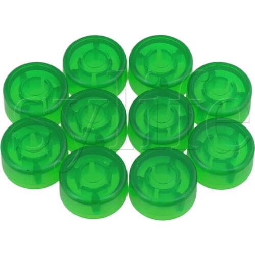 Electric Guitar Effects Parts Switch Pedal Cap Green Set of 10 Plastic