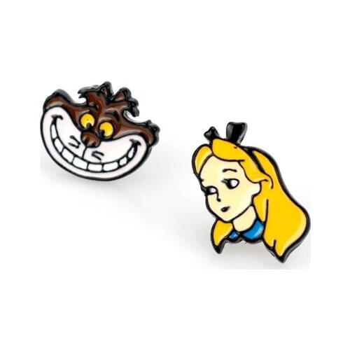 Alice Wonderland Animal Princess Cat Enamel Drop Earrings Fashion Womens Stud Earring Girl Women Jewelry Gift