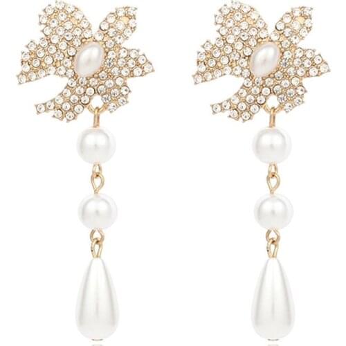 Women Earrings Tassel Pearl Cubic Zirconia Earrings Couples Wedding Engagement Earrings Birthday Gift for Girl Fashion Jewelry