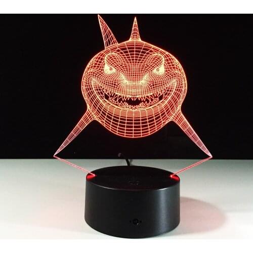 Fierce Shark Fish 3D LED Lamp USB LED Light Underwater World Animal 7 Colors Changing Desk Table Night Lighting Kids Toys Gift