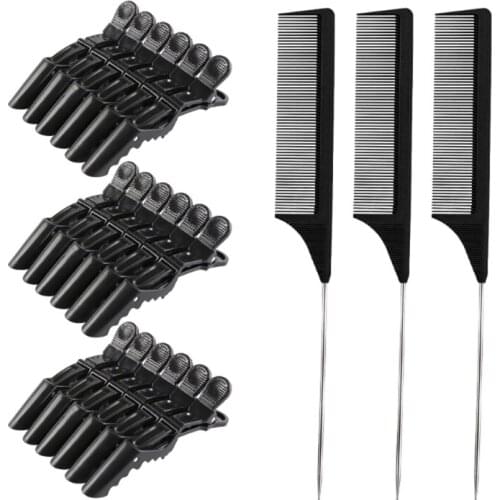 1Set Non-slip Fashion Hair Clips Steel Tail Comb Hairdressing Tool for Salon