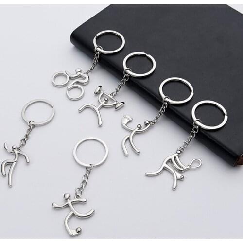 1Pc Sport Man Keychain Metal Bicycle Bike Cycling Riding Keyring Key Chains Hanging Accessories