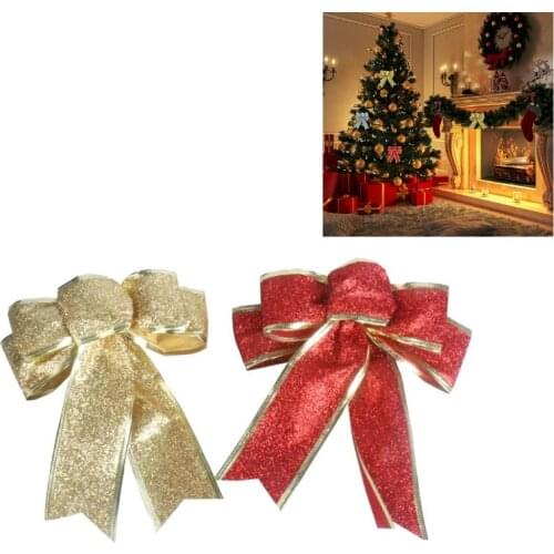 10pc Christmas Bowknot Red Bow Decoration Christmas Tree Decoration Xmas Ornament New Year Festival Party Home Wedding Decor new