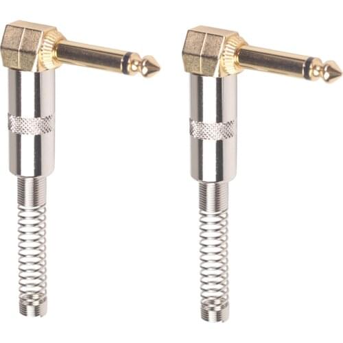 2Pieces L Shape 1/4'' 6.35mm Mono DIY Jack Plug for Guitar Mic Audio