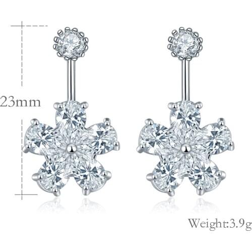 2021 New Fashion jewelry 925 silver Needle Hollow Carved Earrings Female Crystal from Swarovskis Woman Christmas gift