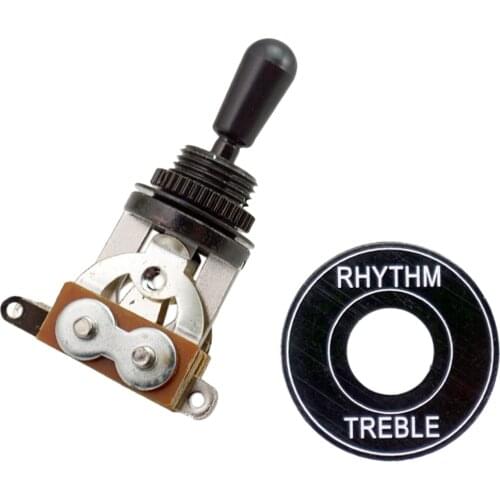 2xRhythm Treble Washer Ring Plate Brass Knob Guitar Switch Guitar Black