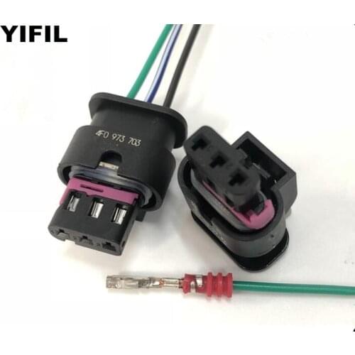 3 Pin 3 Way PDC Connector Plug 117186441 = 4F0973703 + 25cm LED Pipe Cable Wire 000979034E For VW Audi BMW