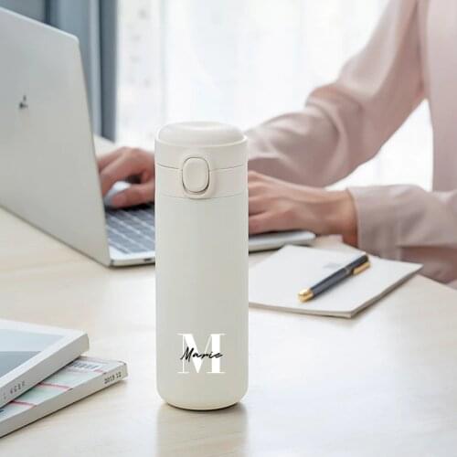 300ML400ML Portable Travel Thermos Custom Name Stainless Steel Airless bottle Leak Proof bottle For Boy Gift Girl drinking glass